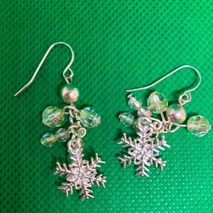 Snowflake dangle earrings Christmas jewelry